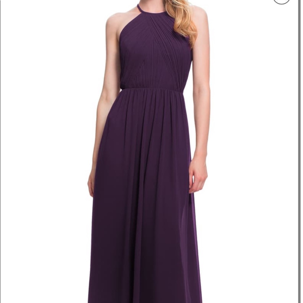 Levkoff halter bridesmaid dress plum small 2 4